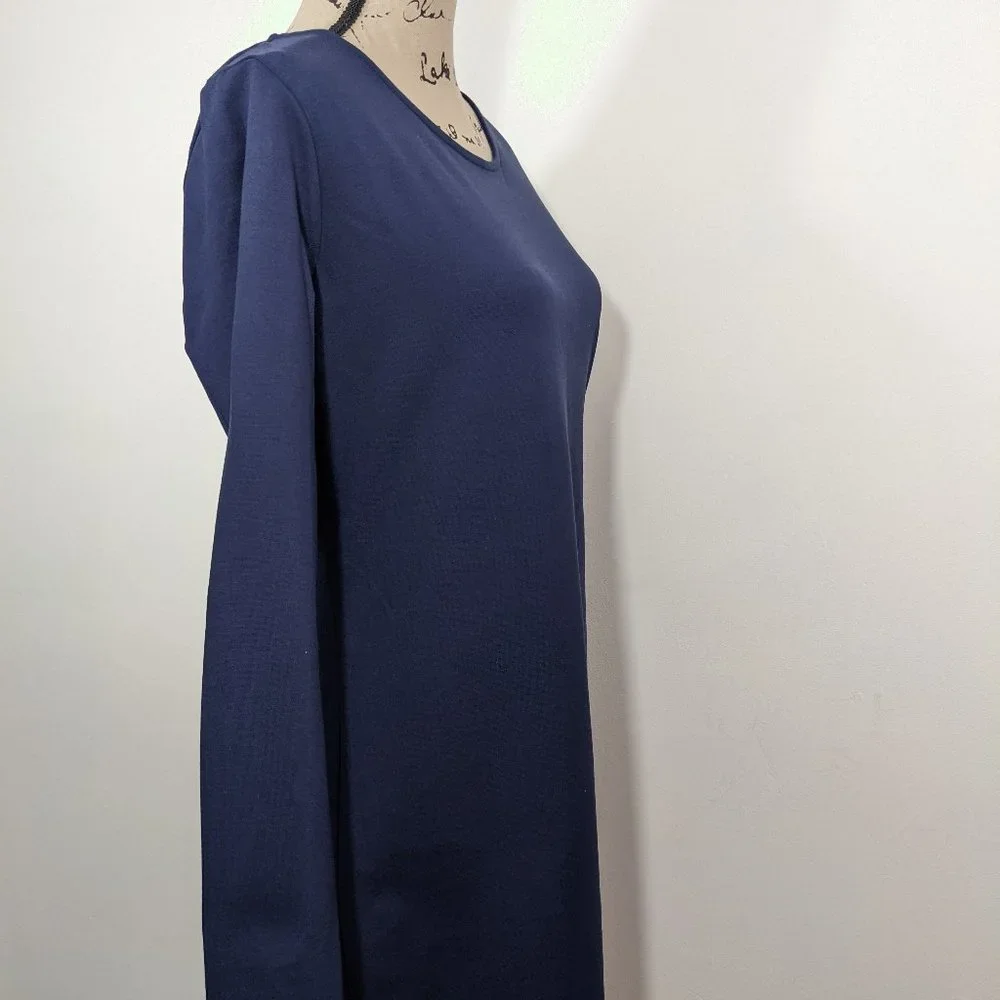 NWT DKNY Navy Blue Dress Long Sleeve Back Cut Out Knee Length Size  10